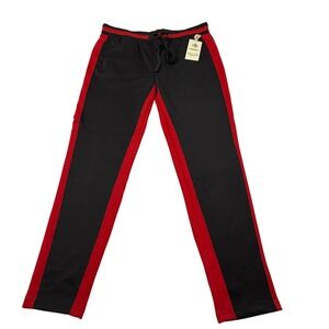 American Bazi Mens Black Red Side Stripe Track Pants 2X RJJ-7001P New With Tags